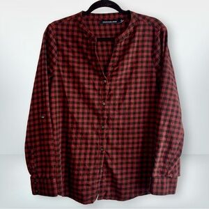 Calvin Klein Jeans Red and Black Plaid Button Down, size L